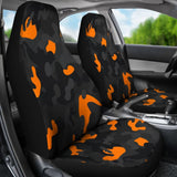 Black Orange Camouflage Car Seat Covers 210807 - YourCarButBetter
