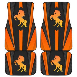 Black Orange Horse Mustang Metallic Style Printed Amazing Gift Ideas Car Floor Mats 211407 - YourCarButBetter