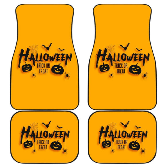 Black Orange Trick or Treat Halloween Car Floor Mats 212203 - YourCarButBetter