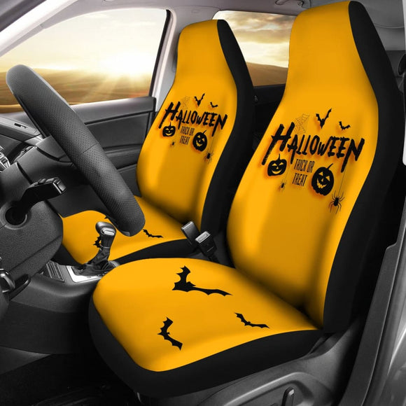 Black Orange Trick or Treat Halloween Car Seat Covers 212203 - YourCarButBetter