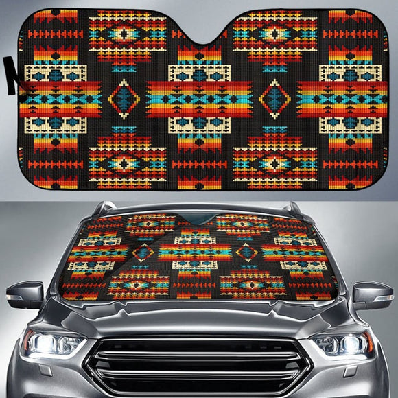 Black Pattern Native Auto Sun Shades 093223 - YourCarButBetter