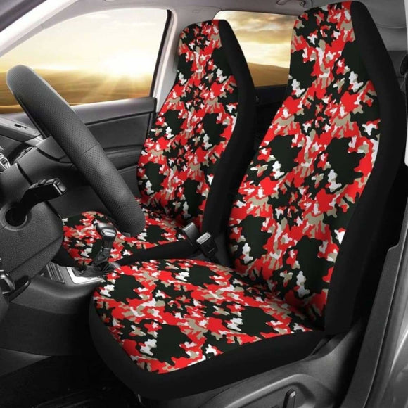 Black Red And Gray Skull Camouflage Camo Car Seat Covers 112608 - YourCarButBetter