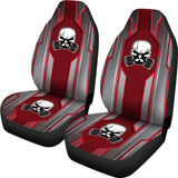 Black Red Mechanic Skull Mitsubishi Car Seat Covers 210801 - YourCarButBetter
