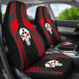 Black Red Punisher Skull Mitsubishi Car Seat Covers 210801 - YourCarButBetter