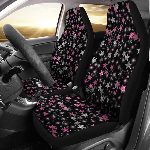 Black Sky Pink Stars Car Seat Covers 101819 - YourCarButBetter