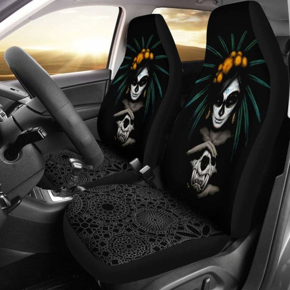 Black Sugar Skull Car Seat Covers Amazing 101207 - YourCarButBetter