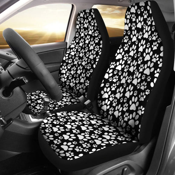 Black Themed Paw Print Car Seat Covers 211901 - YourCarButBetter