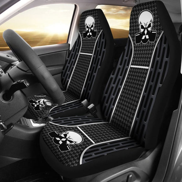 Black Themed Poison Gas Skull Mitsubishi Car Seat Covers 210801 - YourCarButBetter