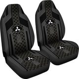 Black Themed Punisher Skull Mitsubishi Car Seat Covers 210801 - YourCarButBetter