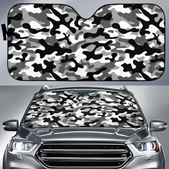 Black White Camo Camouflage Pattern Car Auto Sun Shades 172609 - YourCarButBetter