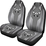 Black White Mechanic Skull Mitsubishi Car Seat Covers 210801 - YourCarButBetter