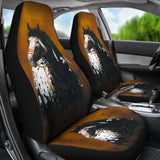 Black White Paint Horse Native Car Seat Covers 093223 - YourCarButBetter