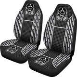 Black White Poison Gas Skull Mitsubishi Car Seat Covers 210801 - YourCarButBetter