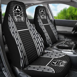 Black White Poison Gas Skull Mitsubishi Car Seat Covers 210801 - YourCarButBetter