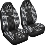 Black White Poison Gas Skull Mitsubishi Car Seat Covers 210801 - YourCarButBetter