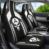 Black White Punisher Skull Mitsubishi Car Seat Covers 210801 - YourCarButBetter