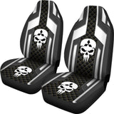 Black White Punisher Skull Mitsubishi Car Seat Covers 210801 - YourCarButBetter