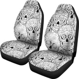 Black & White Sugar Skull Seat Covers 101819 - YourCarButBetter