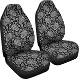 Black & White Sugar Skulls Car Seat Covers Set 101819 - YourCarButBetter