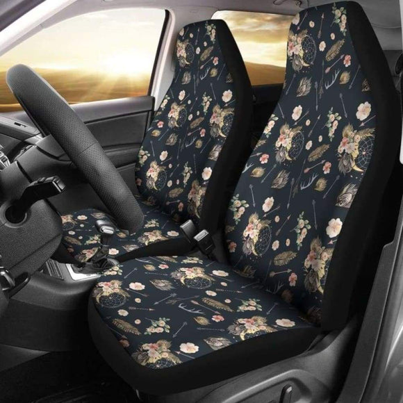 Black With Boho Dreamcatcher Pattern Car Seat Covers 102918 - YourCarButBetter