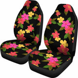 Black With Bright Tropical Flowers Car Seat Covers 105905 - YourCarButBetter