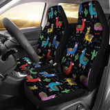 Black With Colorful Llamas Car Seat Covers Seat Protectors 102802 - YourCarButBetter