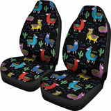 Black With Colorful Llamas Car Seat Covers Seat Protectors 102802 - YourCarButBetter