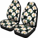 Black With Large Plumeria Frangipani Flower Pattern Hawaiian Island Floral Car Seat Covers 153908 - YourCarButBetter