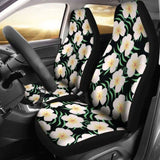 Black With Large Plumeria Frangipani Flower Pattern Hawaiian Island Floral Car Seat Covers 153908 - YourCarButBetter