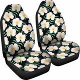 Black With Large Plumeria Frangipani Flower Pattern Hawaiian Island Floral Car Seat Covers 153908 - YourCarButBetter