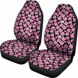 Black With Pink Cherry Blossom Flowers Car Seat Covers 110424 - YourCarButBetter