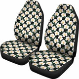 Black With Plumeria Frangipani Flower Pattern Hawaiian Island Floral Car Seat Covers 153908 - YourCarButBetter