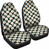 Black With Plumeria Frangipani Flower Pattern Hawaiian Island Floral Car Seat Covers 153908 - YourCarButBetter