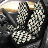Black With Plumeria Frangipani Flower Pattern Hawaiian Island Floral Car Seat Covers 153908 - YourCarButBetter