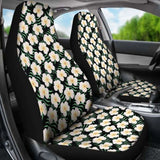Black With Plumeria Frangipani Flower Pattern Hawaiian Island Floral Car Seat Covers 153908 - YourCarButBetter
