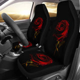 Black with Red Rose Blooming Car Seat Covers 210402 - YourCarButBetter