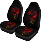 Black with Red Rose Blooming Car Seat Covers 210402 - YourCarButBetter