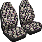 Black With Skulls And Roses Car Seat Covers 174510 - YourCarButBetter