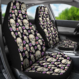 Black With Skulls And Roses Car Seat Covers 174510 - YourCarButBetter