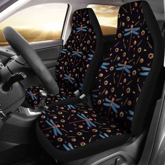 Black With Steampunk Dragonfly Pattern Car Seat Covers Seat Protectors 135711 - YourCarButBetter