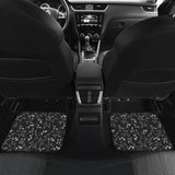 Black With White Leaves Pattern Car Floor Mats 213101 - YourCarButBetter