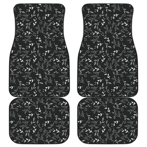 Black With White Leaves Pattern Car Floor Mats 213101 - YourCarButBetter