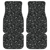 Black With White Leaves Pattern Car Floor Mats 213101 - YourCarButBetter