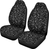 Black With White Leaves Pattern Car Seat Covers 213101 - YourCarButBetter