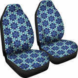 Blue Boho Flowers Shibori Tye Die Style Abstract Pattern Car Seat Covers 154230 - YourCarButBetter