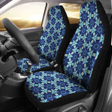 Blue Boho Flowers Shibori Tye Die Style Abstract Pattern Car Seat Covers 154230 - YourCarButBetter
