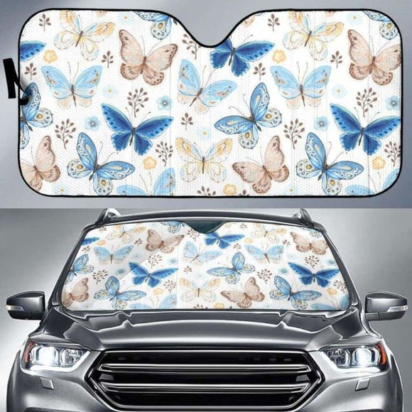 Blue Butterfly Pattern Car Auto Sun Shades 172609 - YourCarButBetter