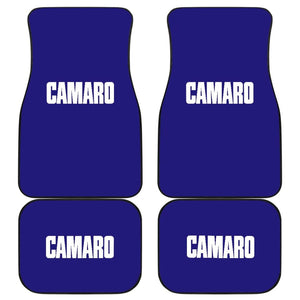 Blue Camaro White Letter Car Floor Mats 211004 - YourCarButBetter