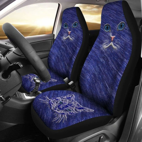 Blue Cat Eyes Car Seat Cover Amazing Gift Cat Lover 154813 - YourCarButBetter