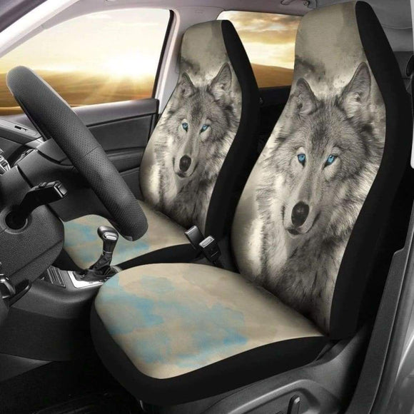 Blue Eye Wolf Car Seat Covers Gift For Wolf Lover 210926 - YourCarButBetter